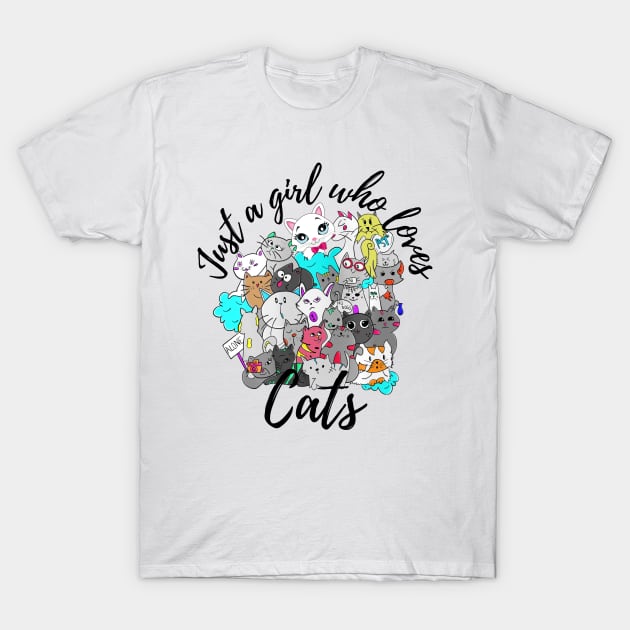 Just a Girl Who Loves Cats T-Shirt by Aspectartworks